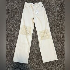 Off White Judy Blue Denim with Crochet Knees